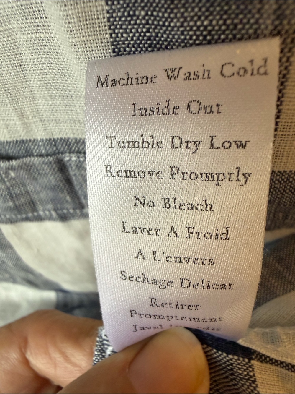 Frank & Eileen 100% Linen navy white plaid button up shirt - Picture 8 of 8